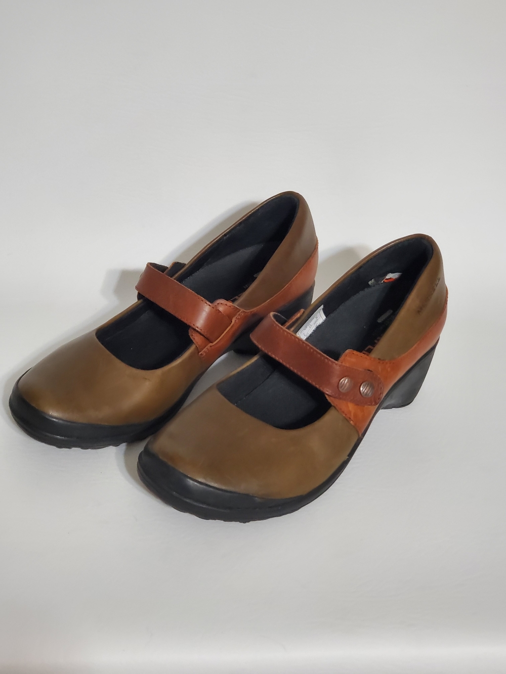 Merrell Brown and Tan Mary Jane Heels Women's Size 6